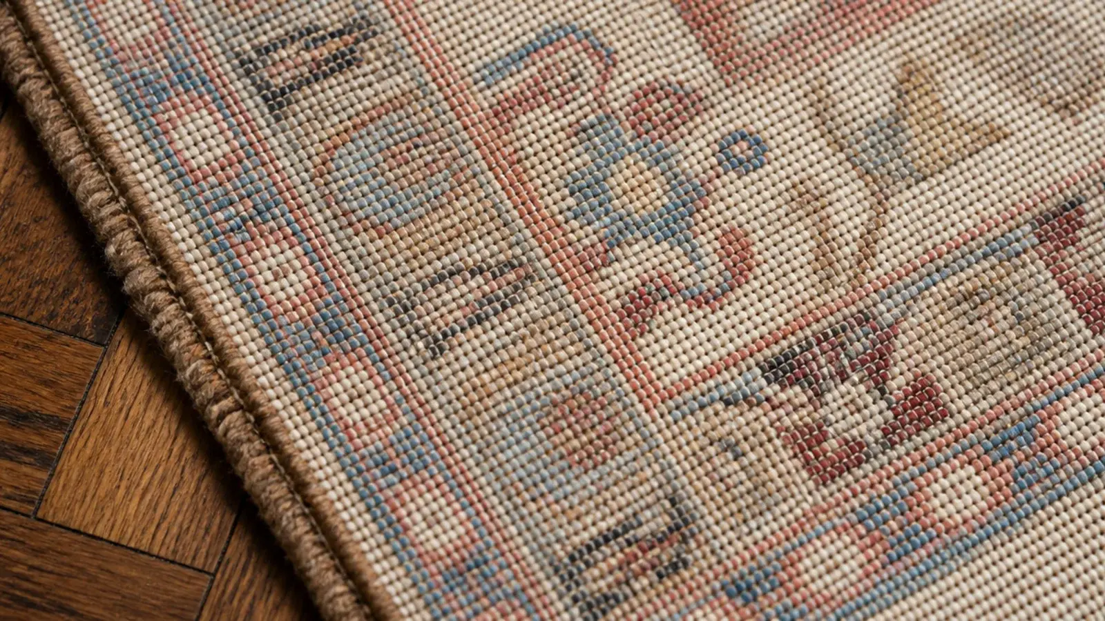 reverse of a hand knotted rug showing a clear pattern and knot grid