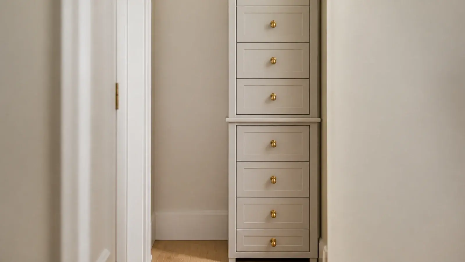 two small closed shoe cabinets stacked into a narrow entryway tower