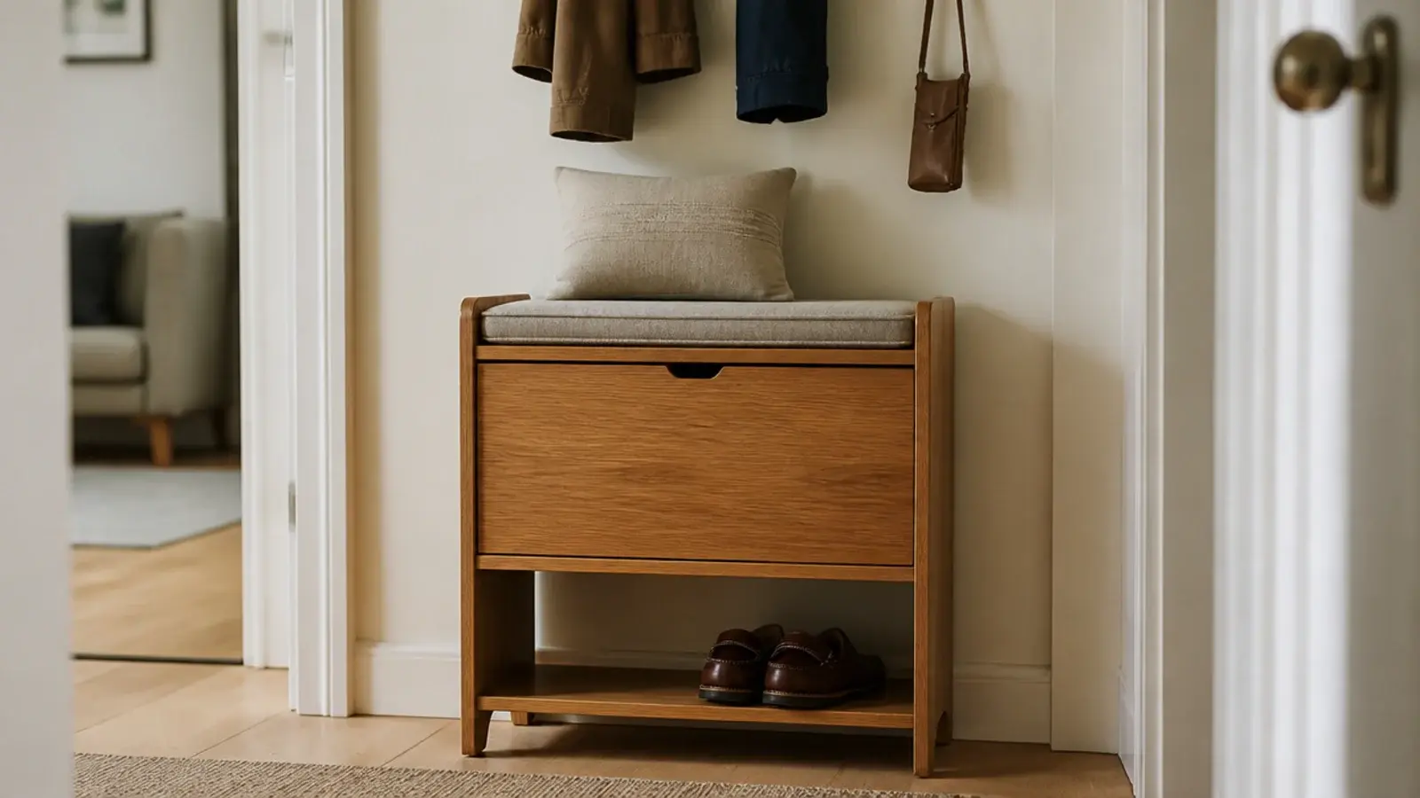 high perch bench cabinet at twenty four inches on a tiny landing