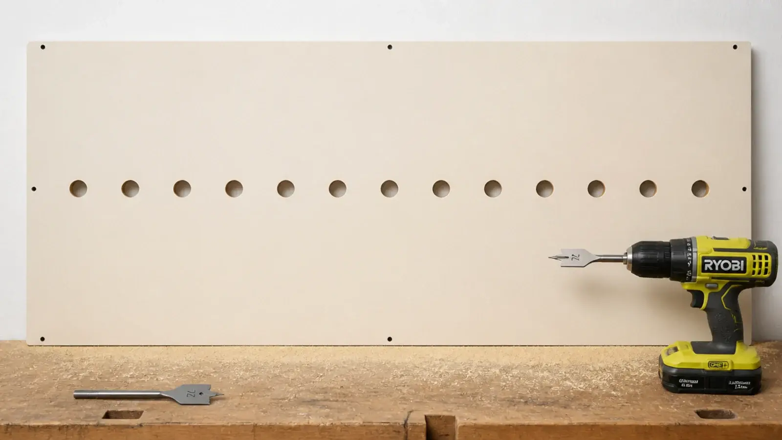 drilled ventilation holes along the back panel of an entryway cabinet