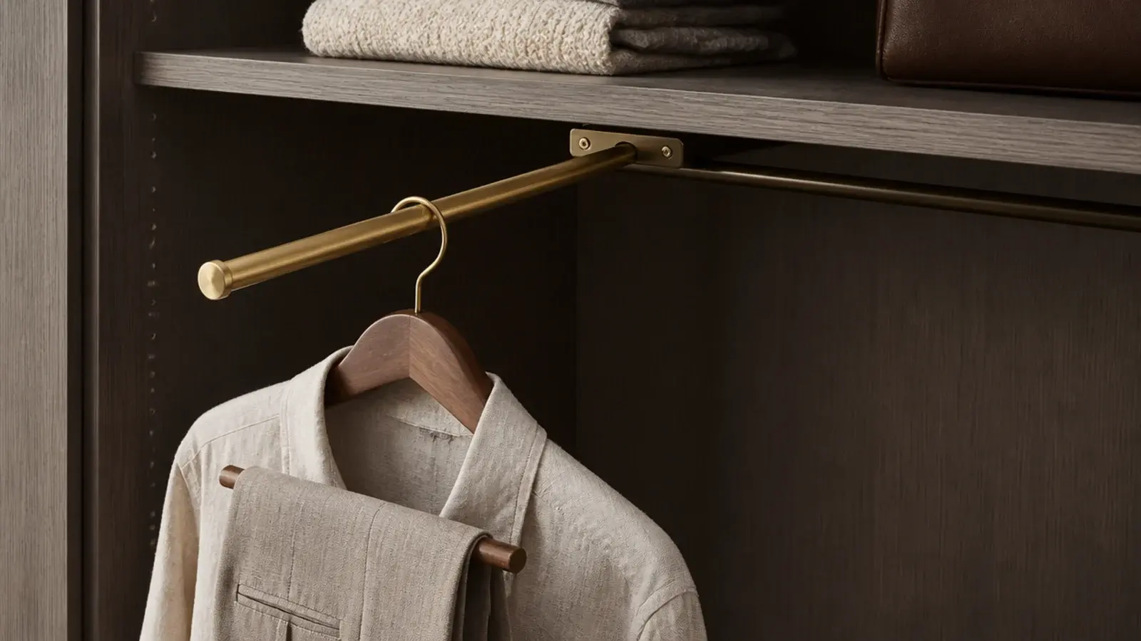 valet rod and empty rod space holding a next day outfit