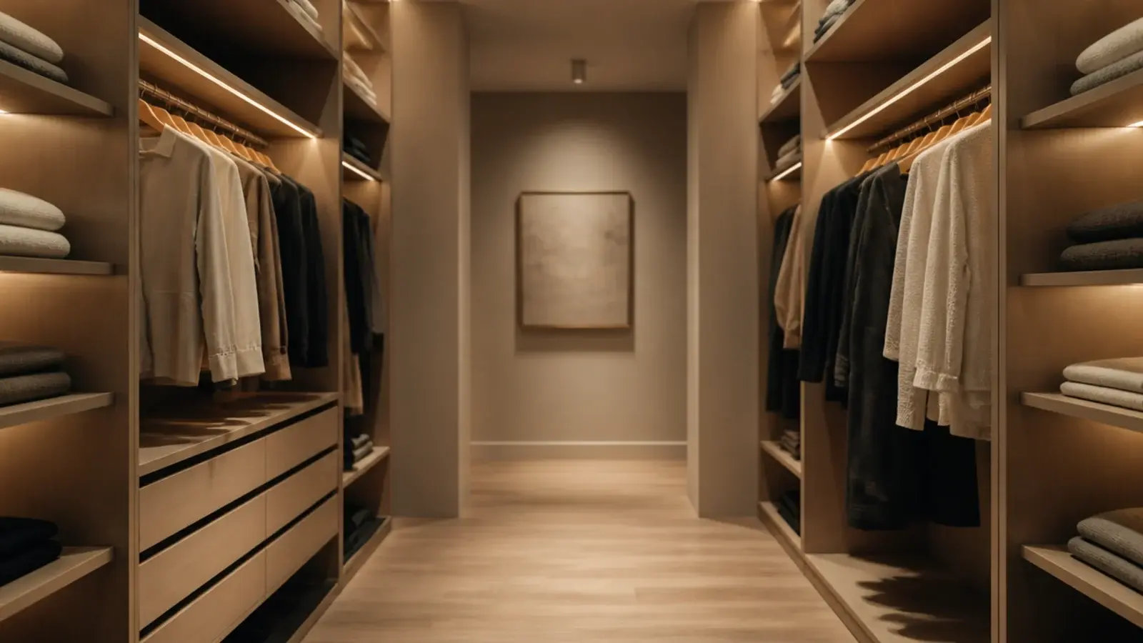 calm finished small walk-in closet representing all twenty makeovers