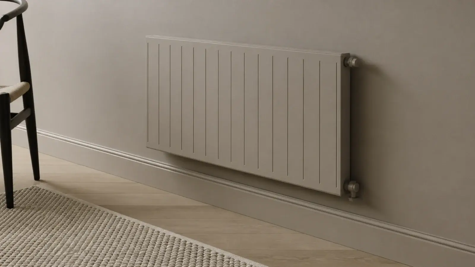 radiator painted to match the wall so it visually disappears