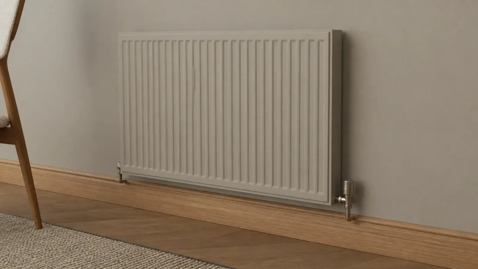 radiator painted the same tone as the wall behind it
