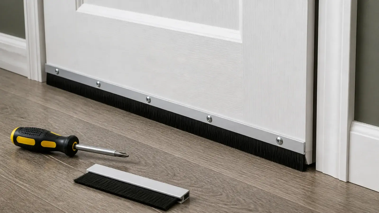 brush seal closing the gap beneath a closed bedroom door
