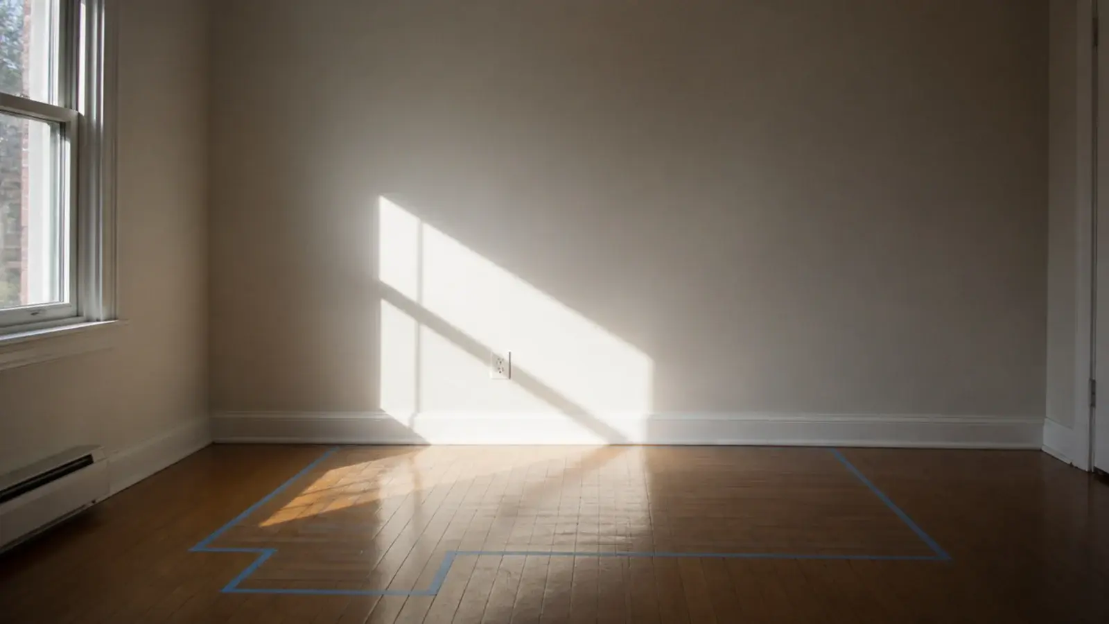 window light falling across a desk position from the side wall