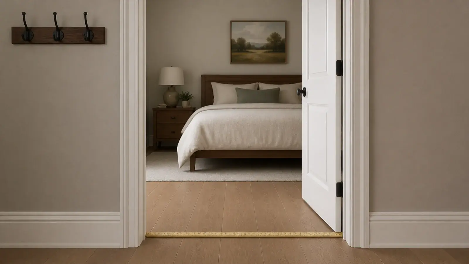 empty floor area just inside an open bedroom door