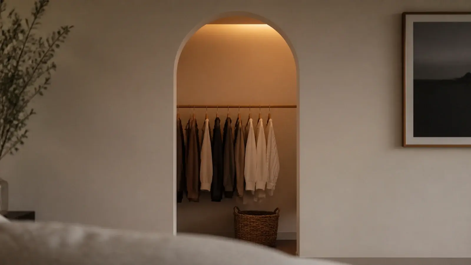 curved arch opening cut into a closet doorway in a child bedroom