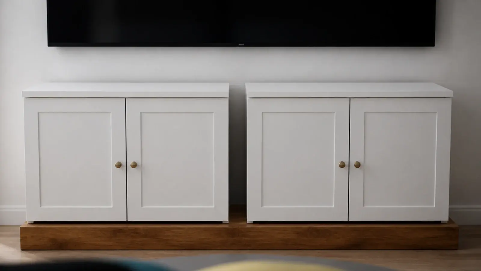two matching flat pack boxes joined on a single timber base