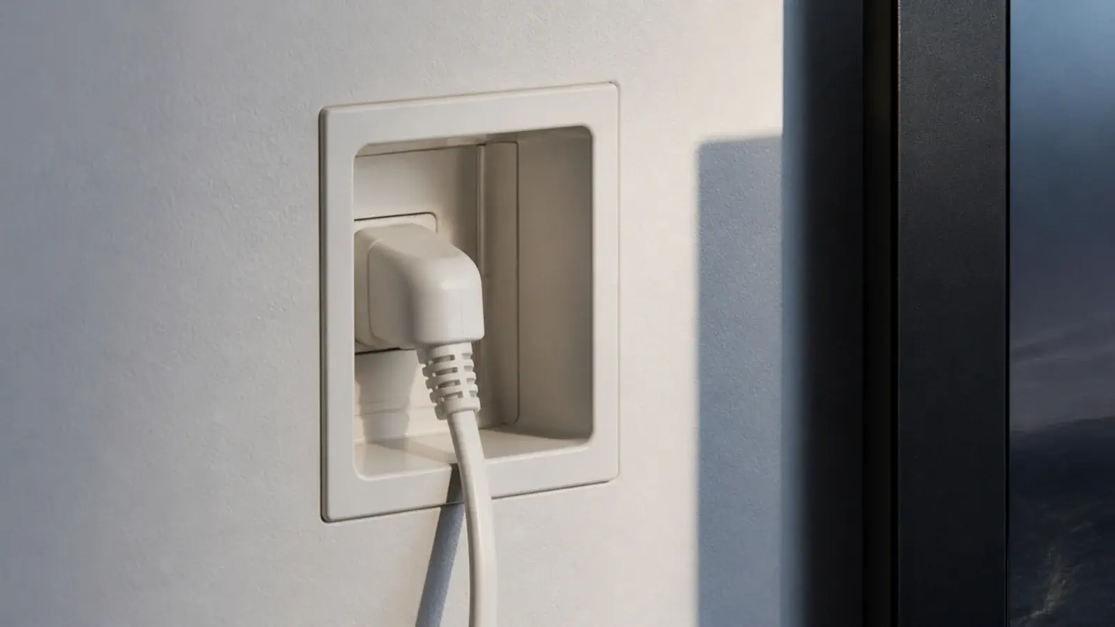 flush mounted recessed socket keeping a screen tight to the plaster