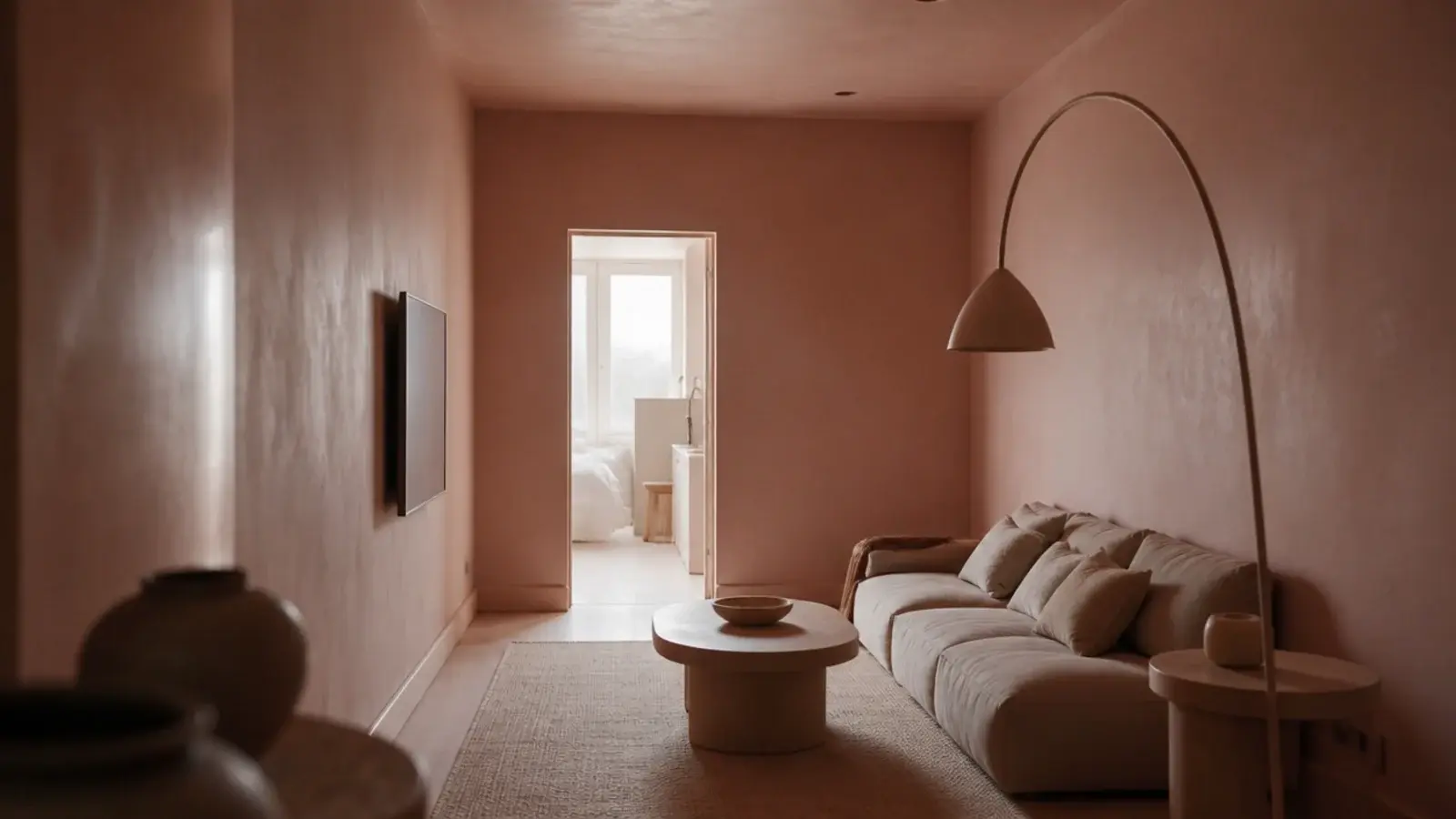 room drenched in one muted colour across walls ceiling and skirting