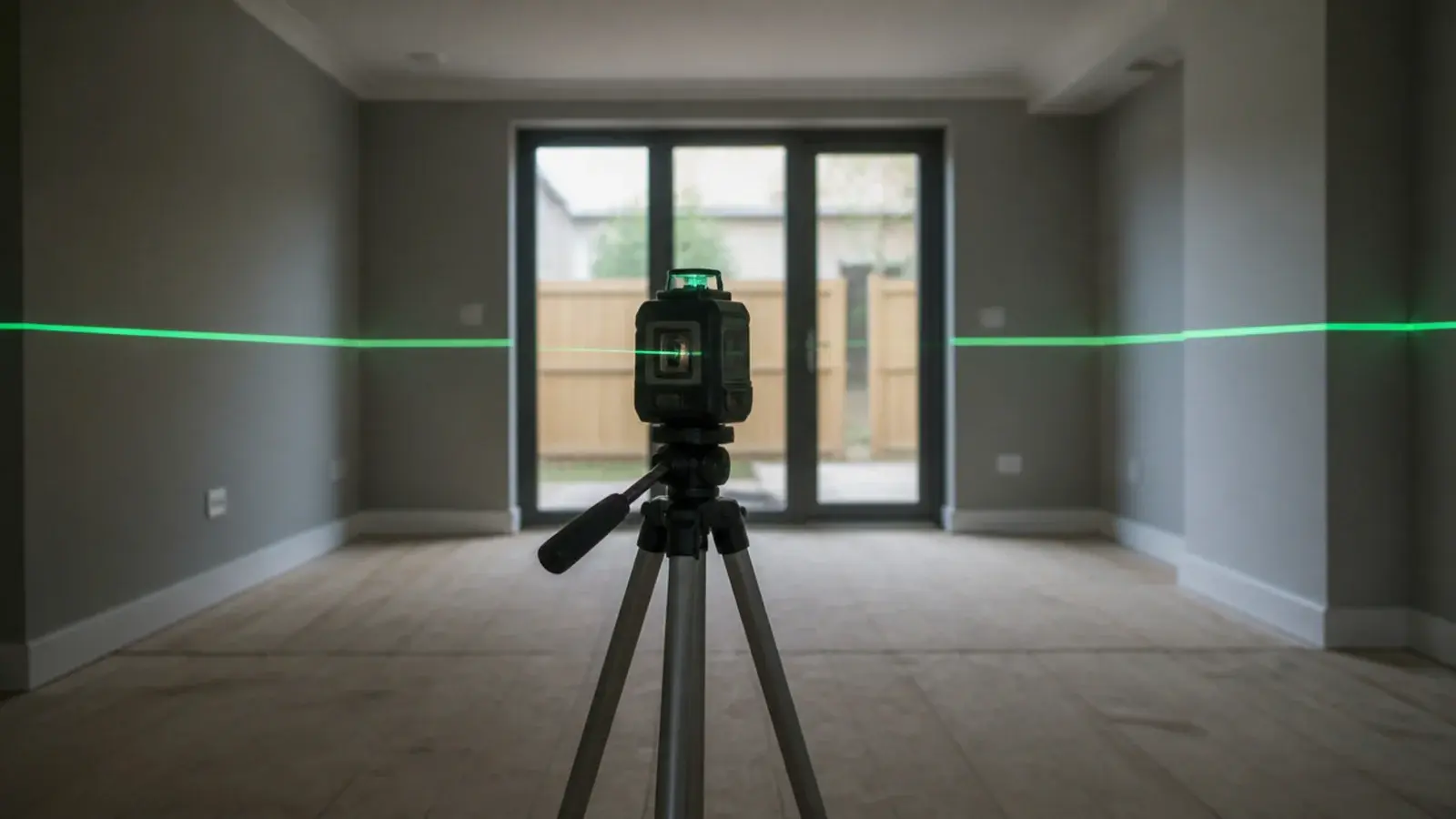 laser level projecting one continuous horizontal line around a room