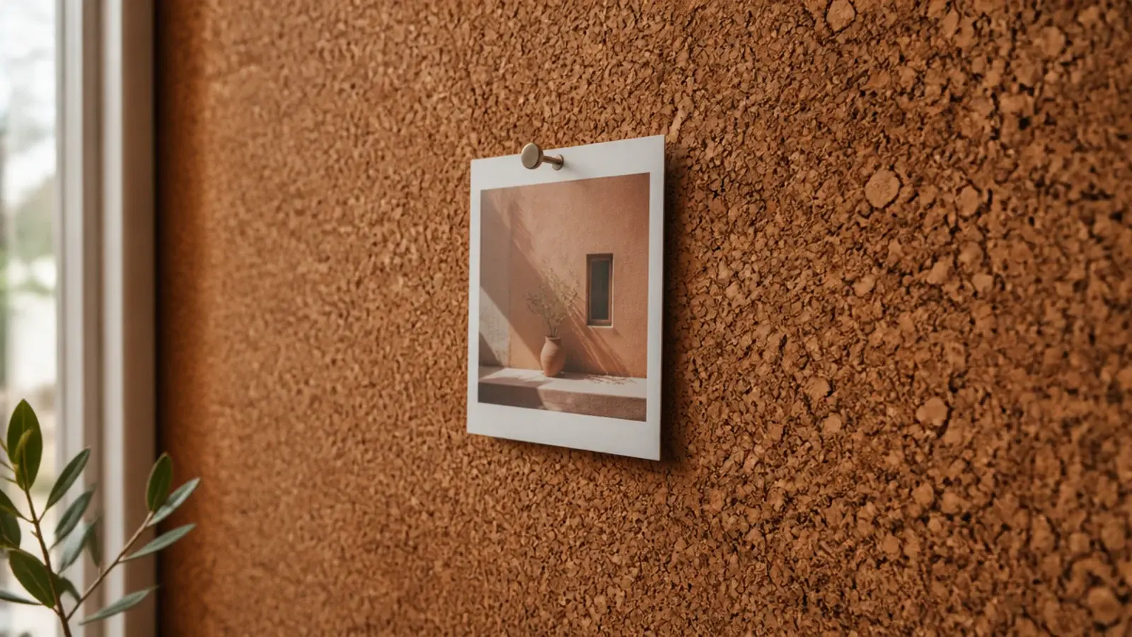 cork wall covering in warm amber showing dense granular texture