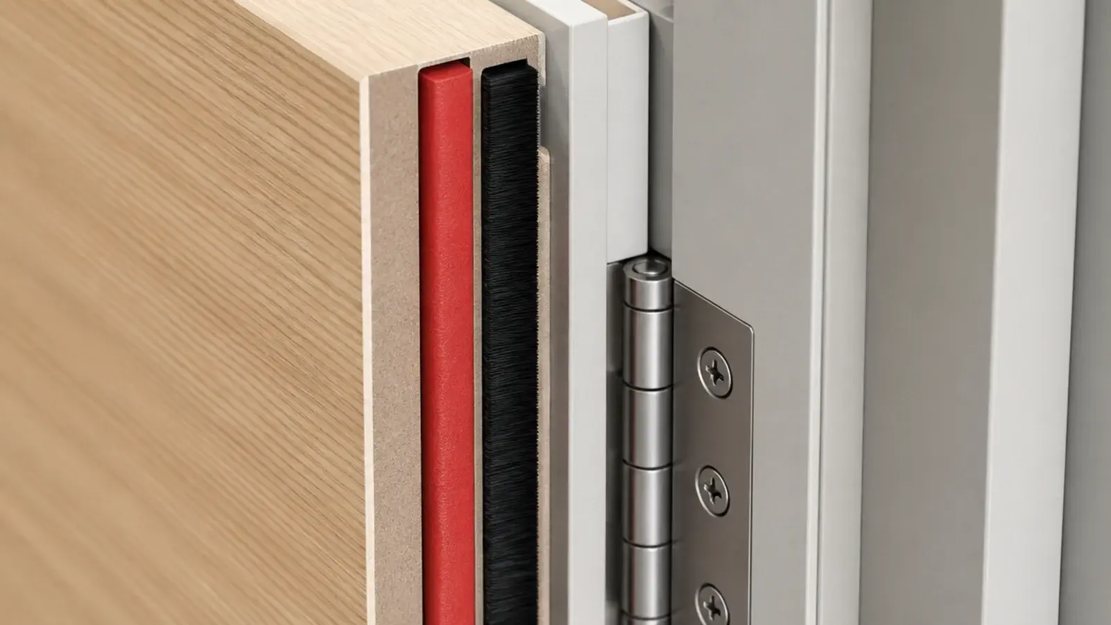 fire rated door edge showing an intumescent strip in its rebate