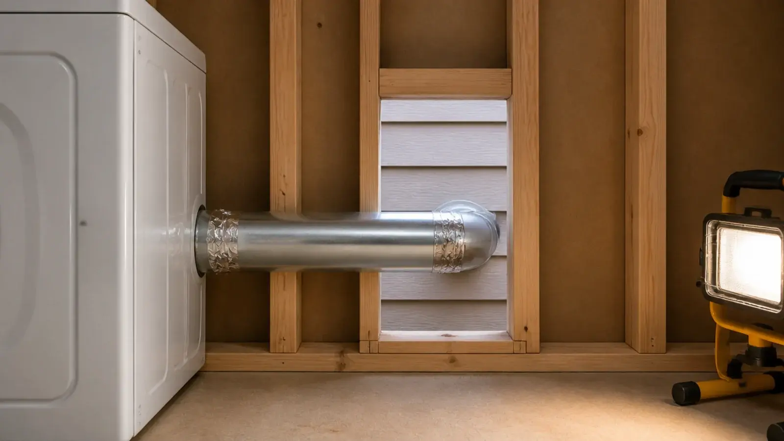 rigid four inch duct running from a dryer to an external wall vent