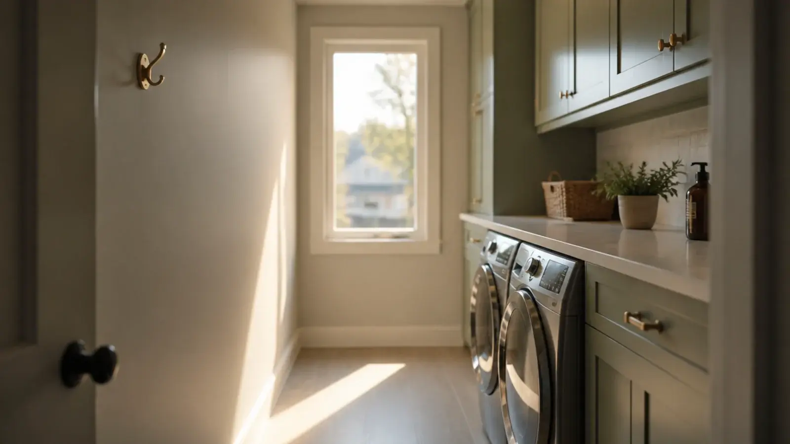 single appliance run along one wall with the facing wall left empty