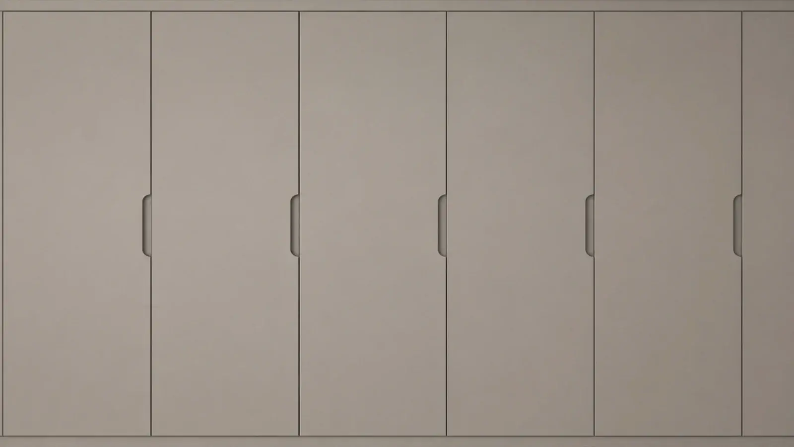 handleless painted cabinet doors forming one flat utility room wall