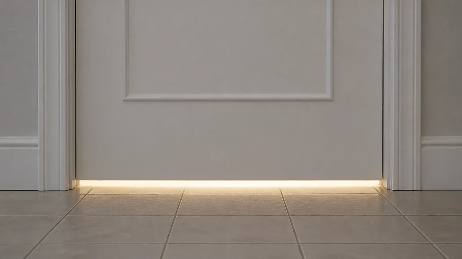 clear gap beneath a closed laundry door with light showing through