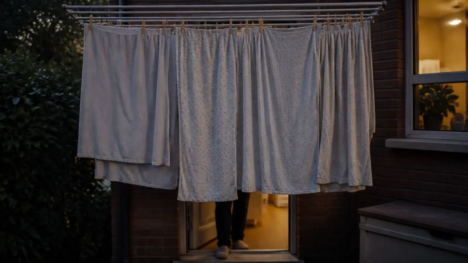 ceiling airer lowered directly across a utility room doorway
