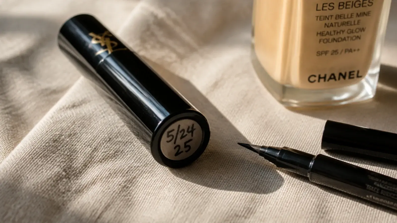 open date written on the base of a mascara tube in marker