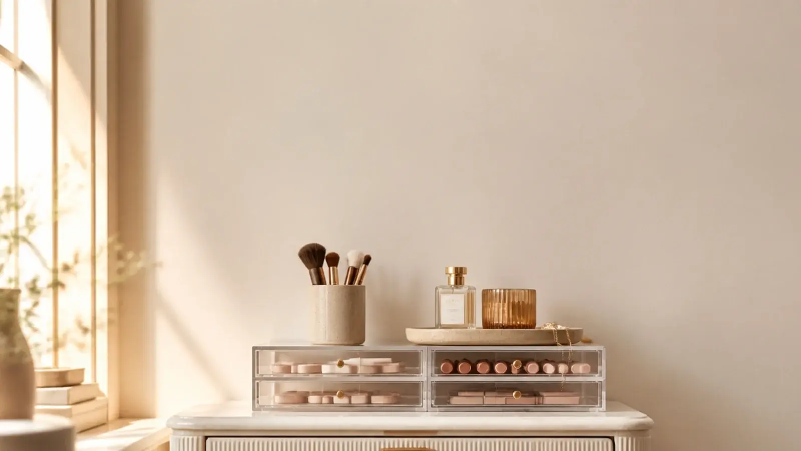 vertical guide to budget makeup vanity organization in a small space