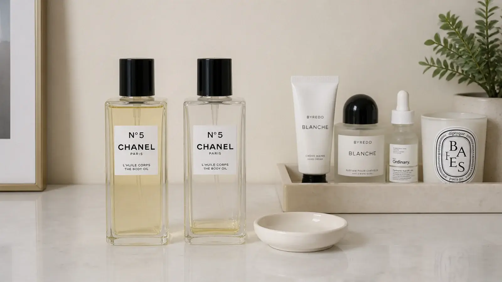 new product replacing an old one at a small organized vanity
