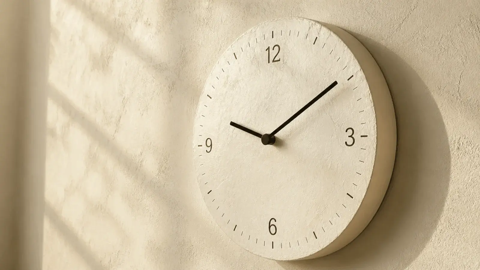 chalky limewash textured clock dial with soft brush movement