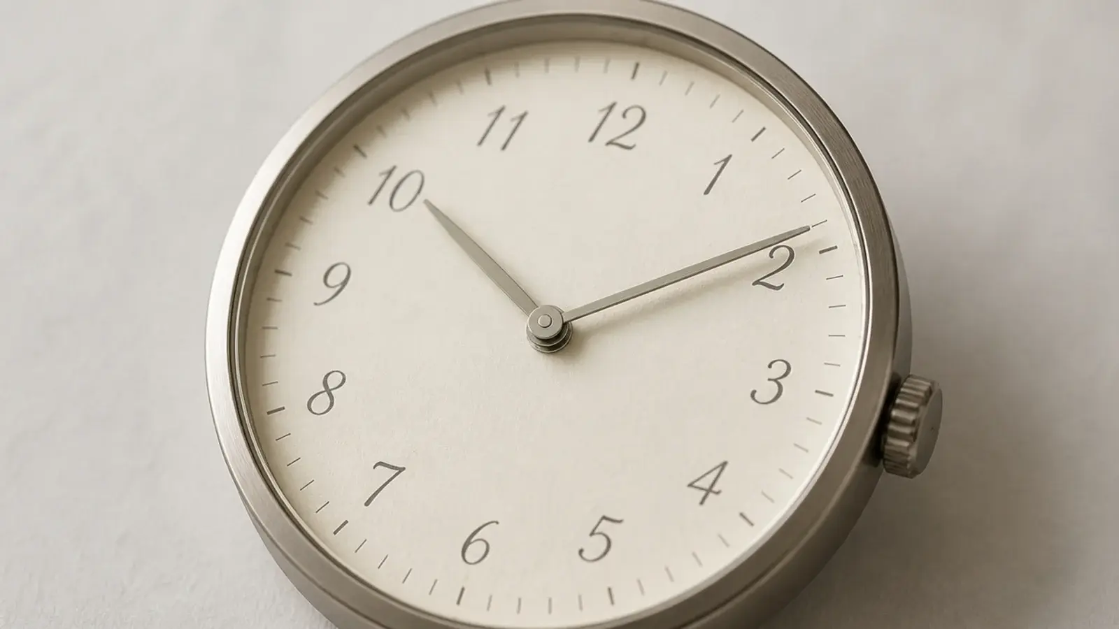 soft handwritten script numerals painted around a cream dial