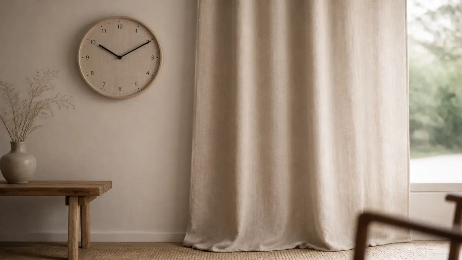 clock dial tone picked directly from a nearby linen curtain