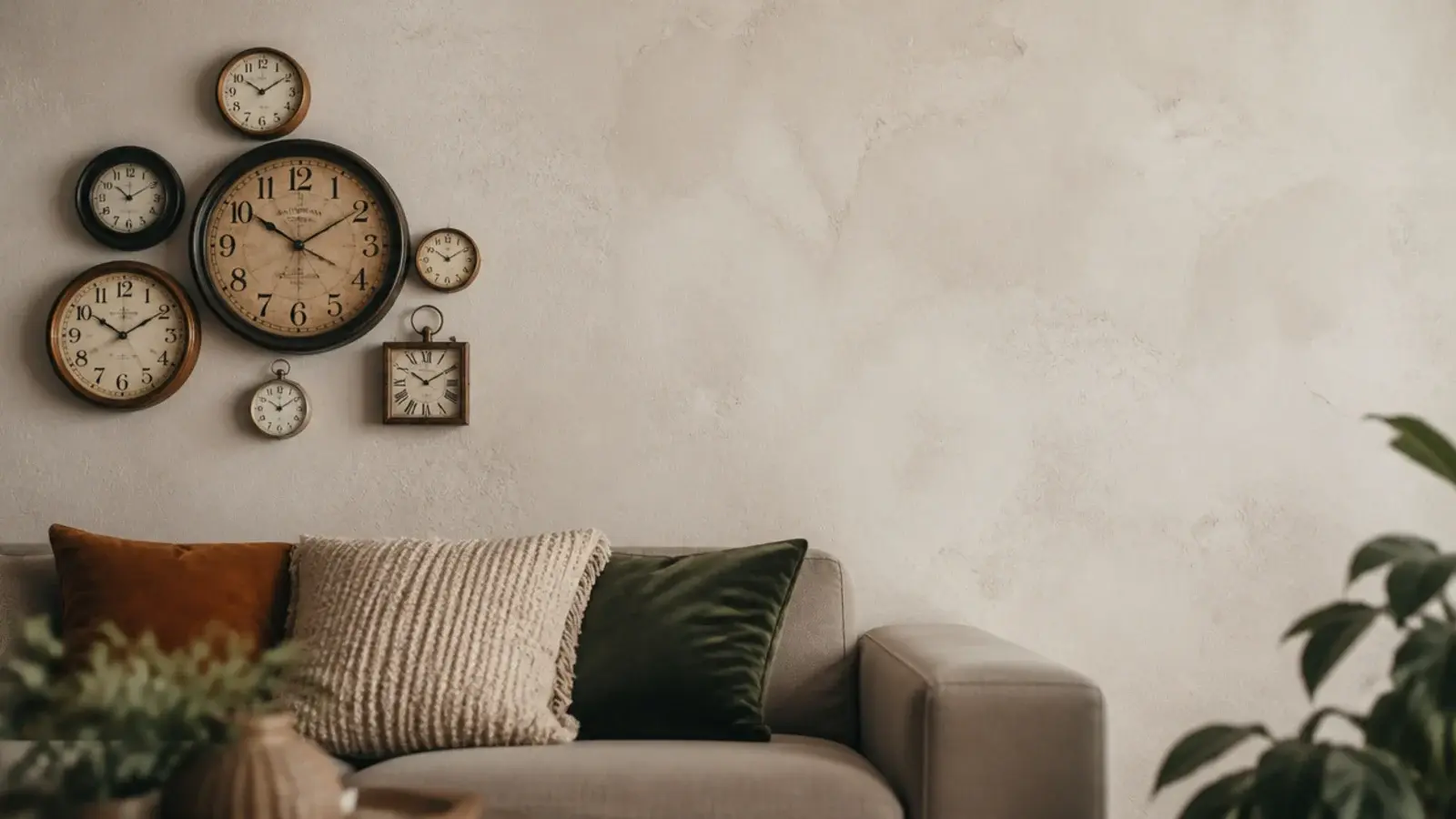clock cluster weighted heavily toward the left of a wall