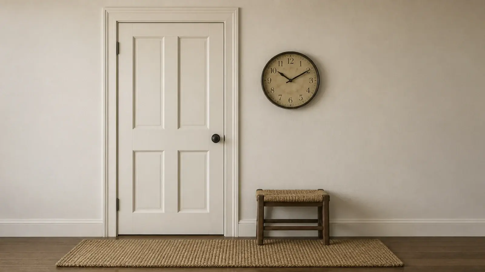 clock sized to roughly half the width of an adjacent door