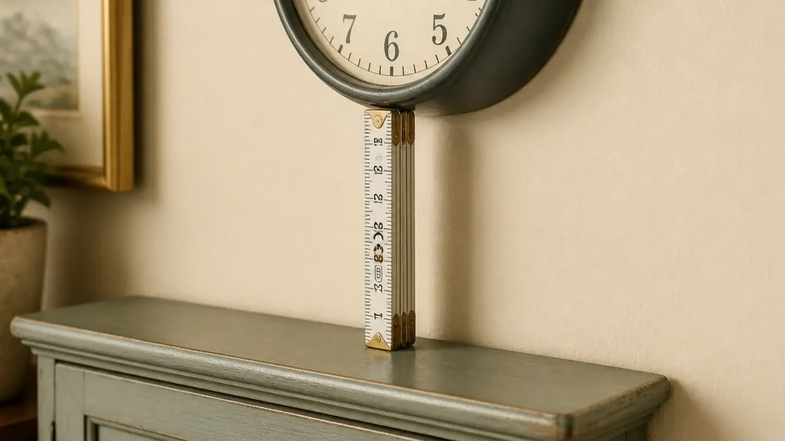 clear gap measured between a cabinet top and a clock rim