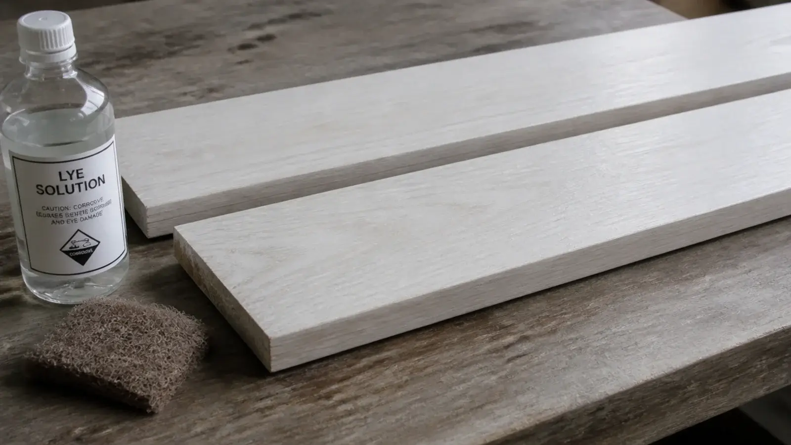 lye treated oak holding a raw pale tone under a white pigmented oil
