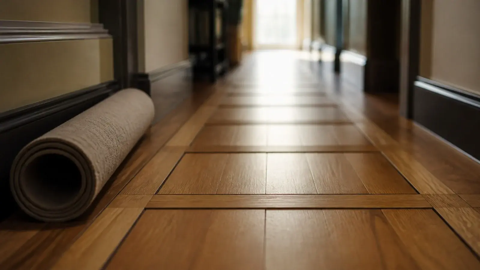 ladder pattern floor with cross pieces breaking the long board runs