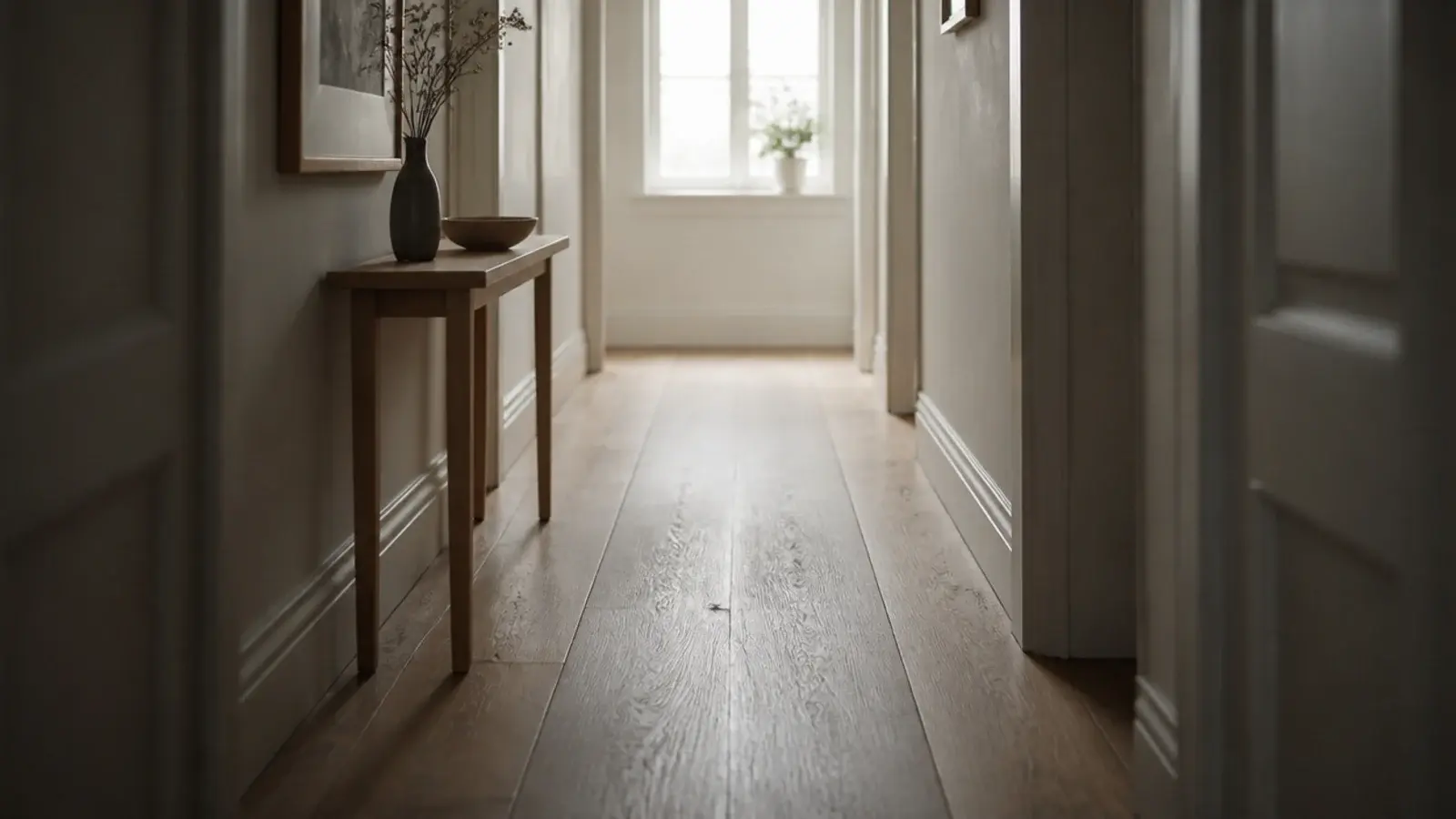 single extra wide board running down the middle of a narrow room