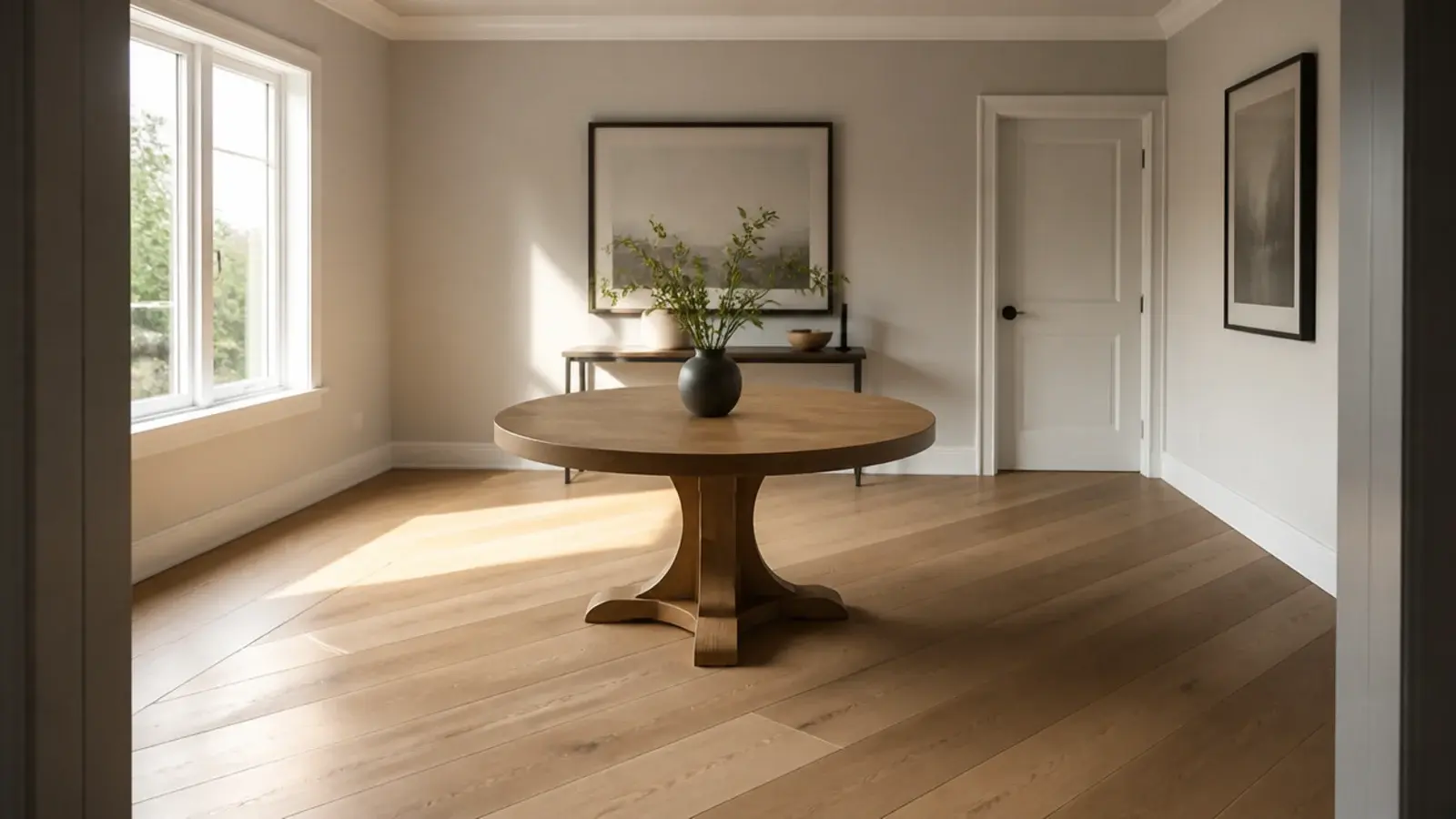 full length boards running diagonally corner to corner across a room