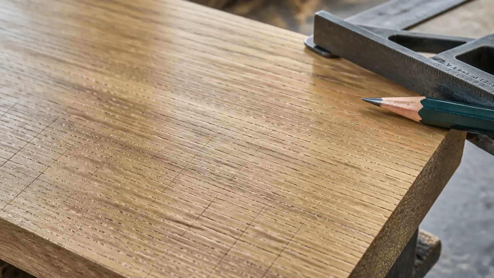 bandsawn oak surface keeping faint parallel blade marks under a matte oil