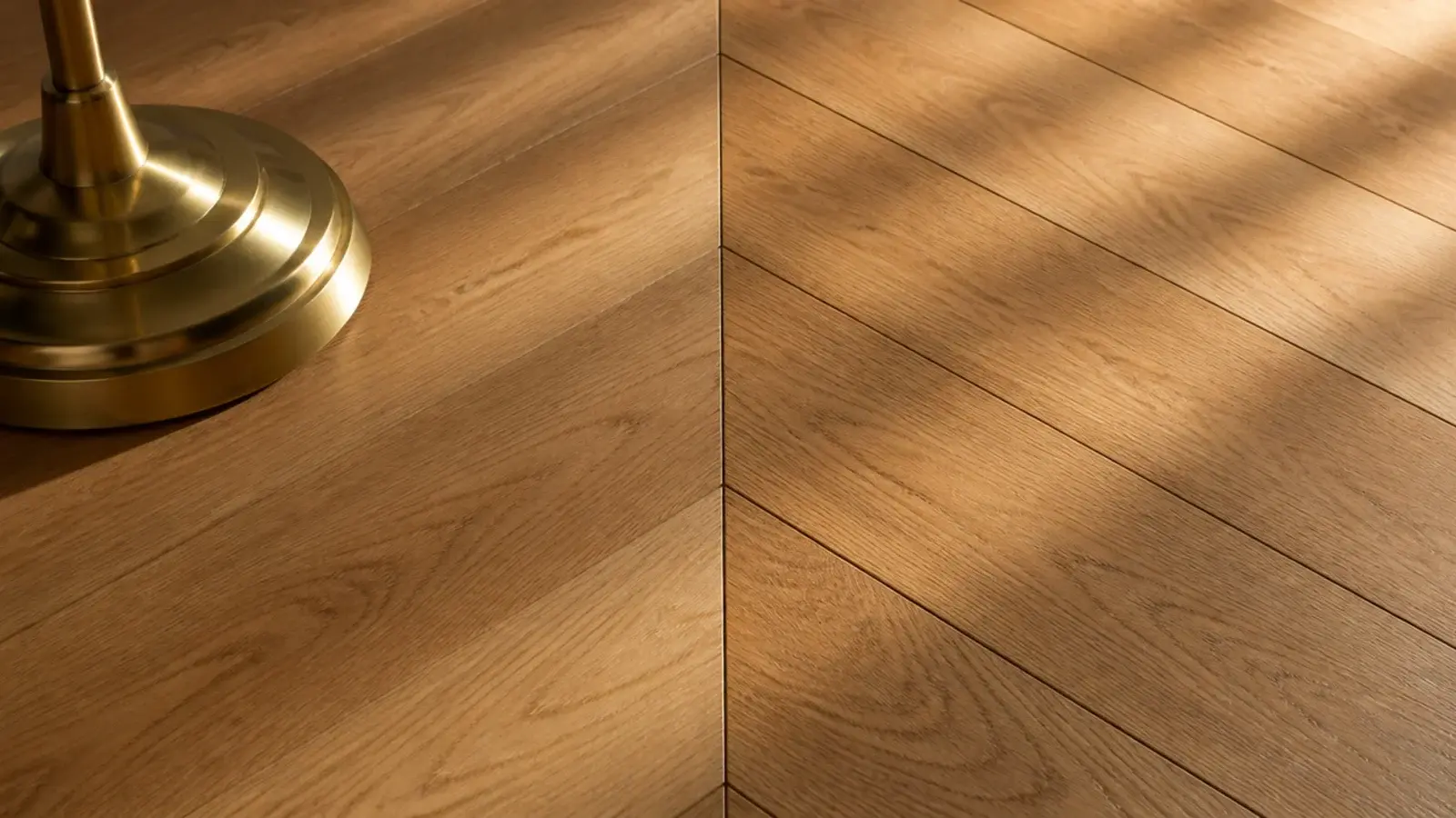 oak chevron parquet meeting point to point along a central seam