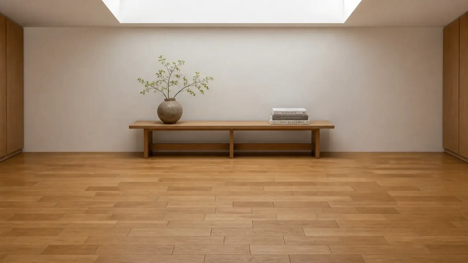 parquet blocks laid in a simple brick bond across a calm room
