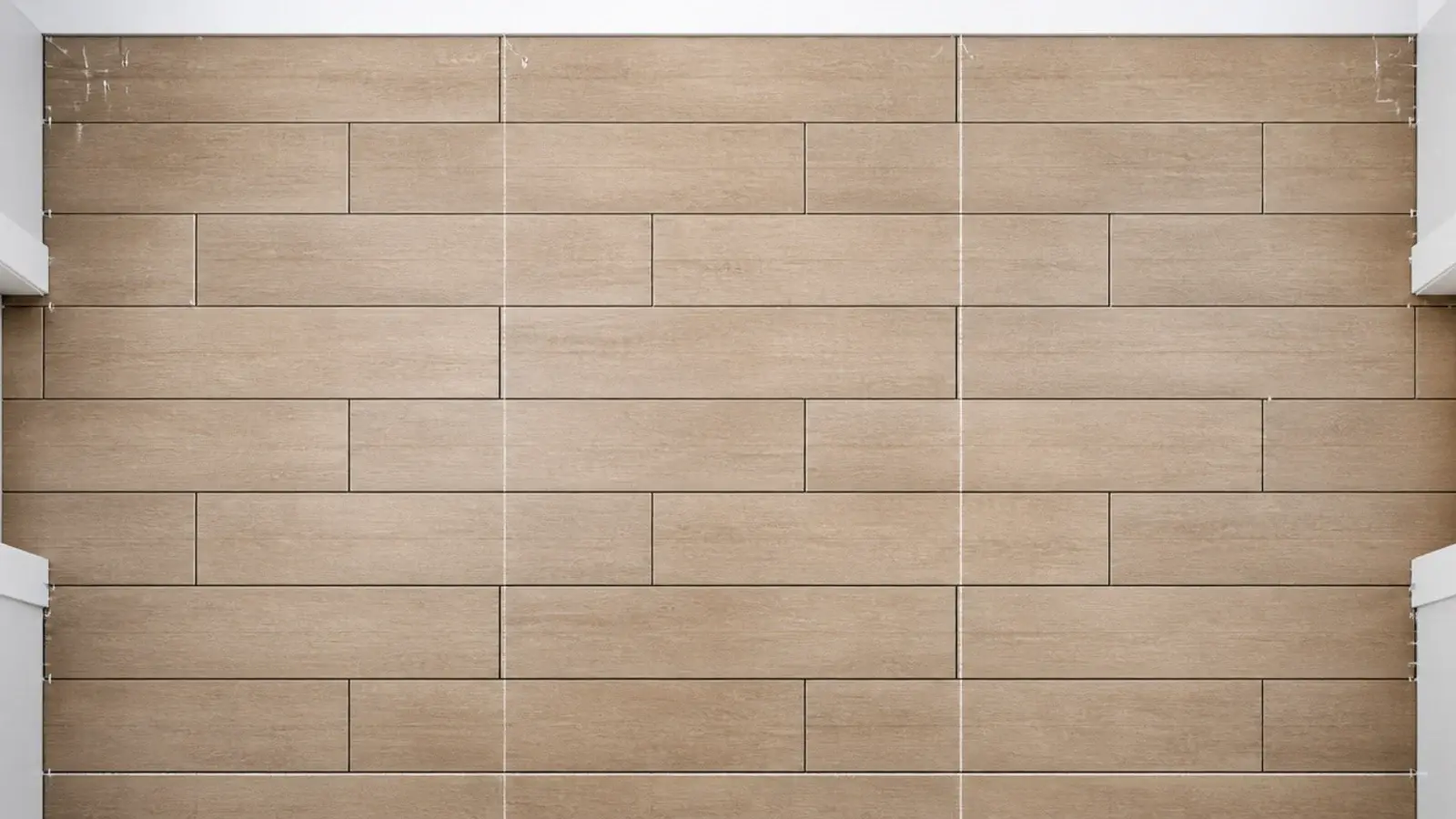 plank tiles staggered by a third showing an even stepped joint pattern