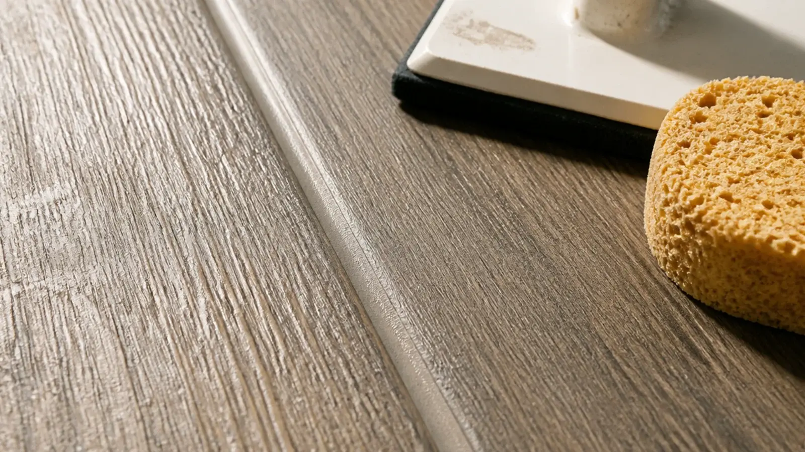 three millimetre grout joint running between two wood look plank tiles