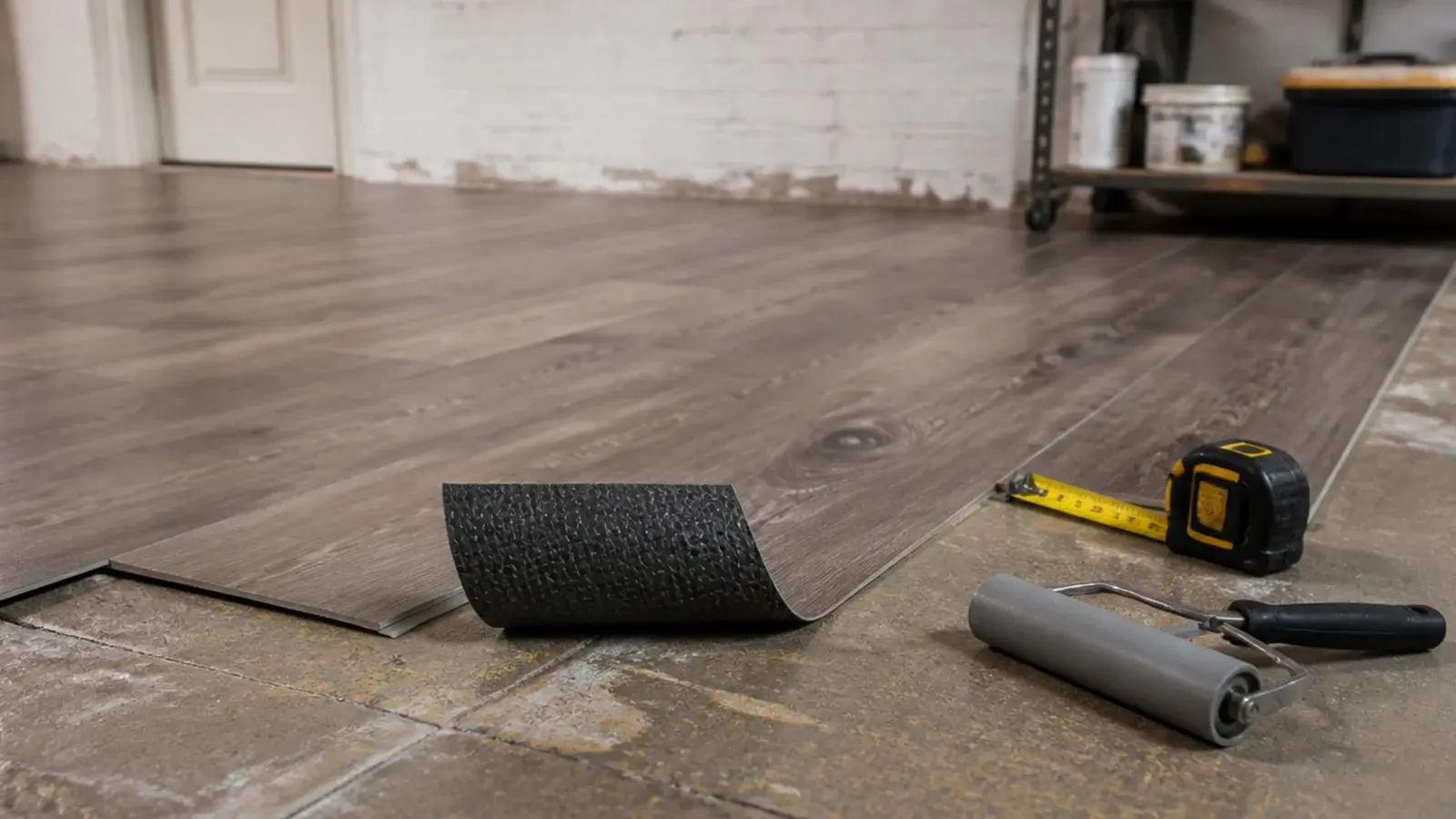 heavy loose lay vinyl planks sitting flat on an uneven old floor