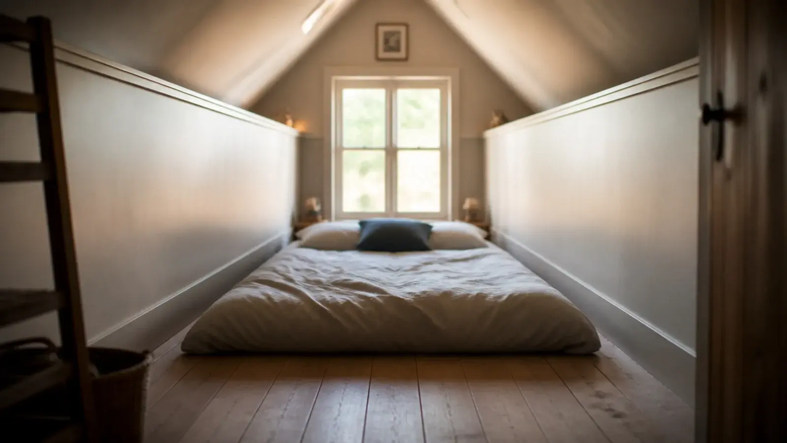 tall knee wall closing in a short attic bedroom on both sides