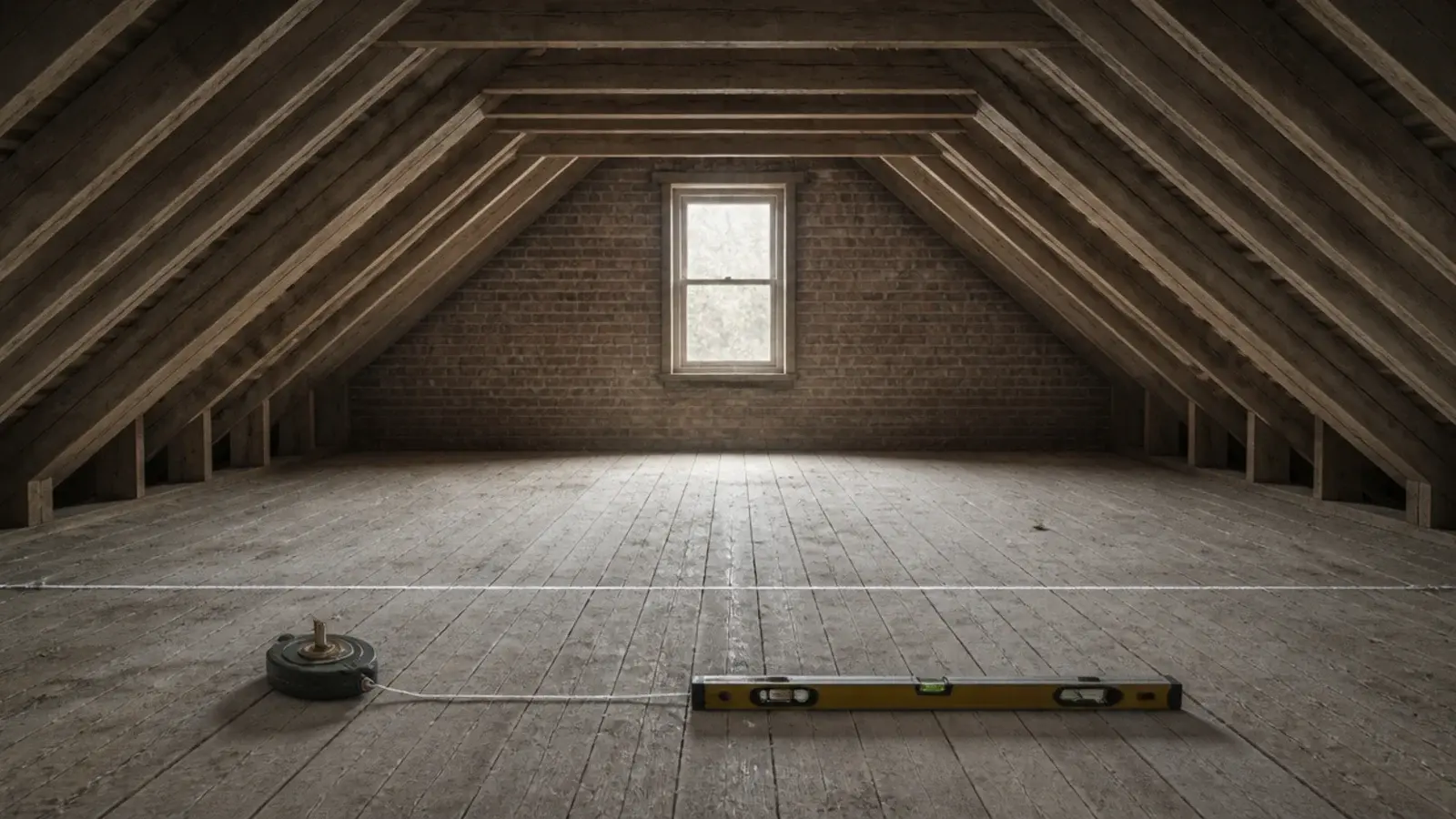 chalk lines drawn on loft boards marking five and seven foot heights