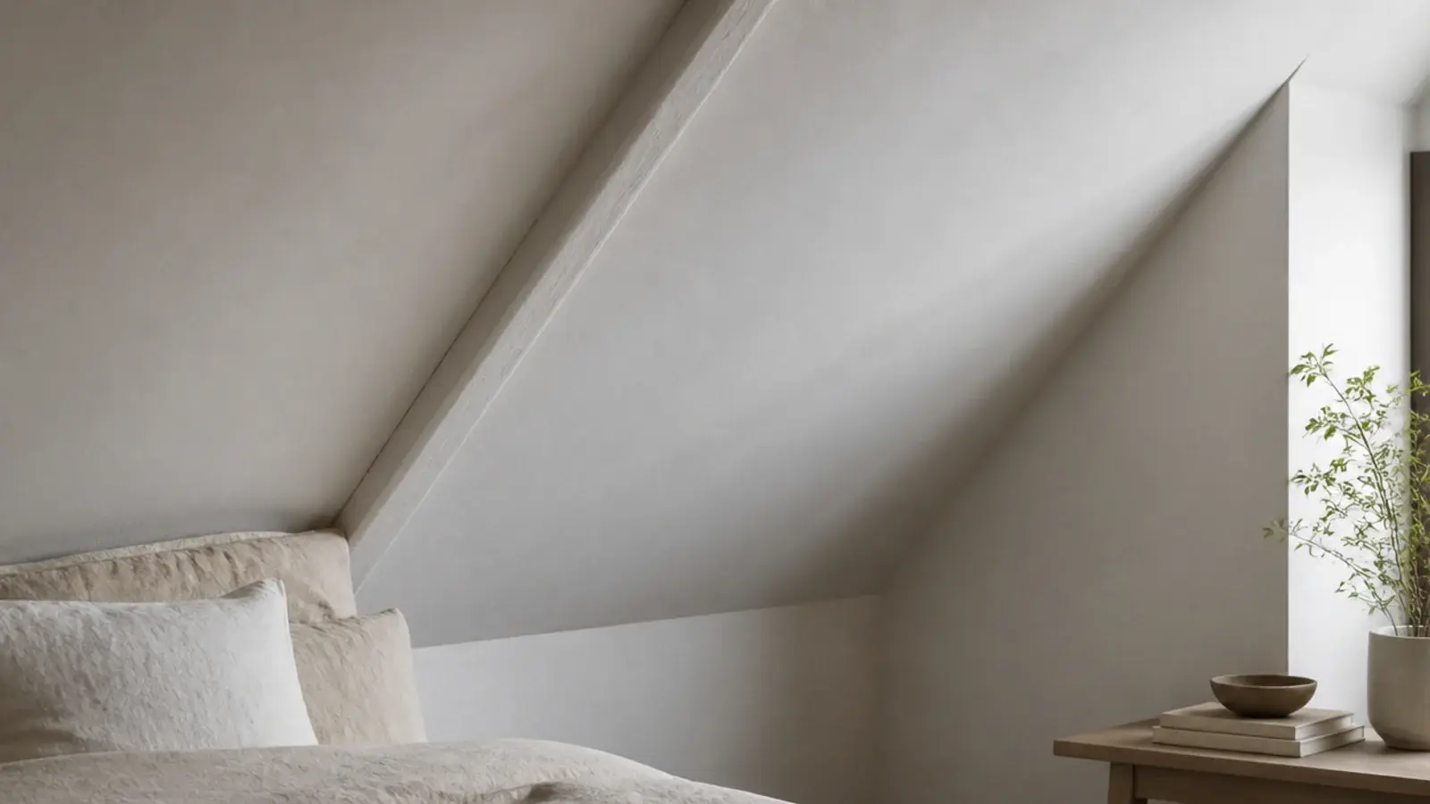 matte painted attic slope showing soft even light with no visible sheen