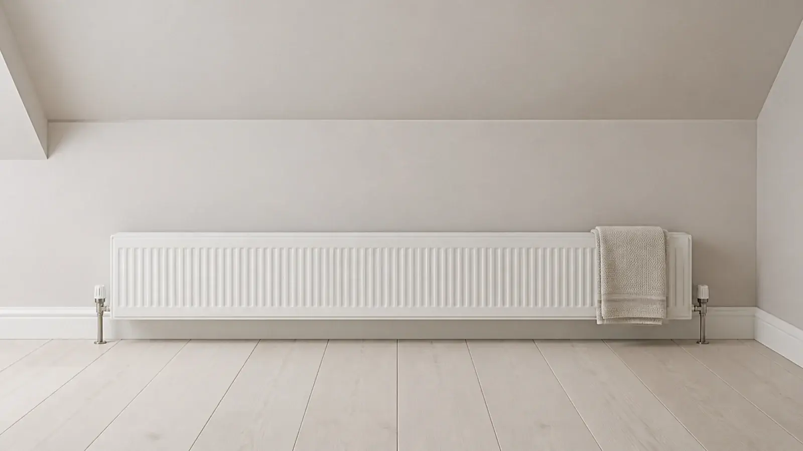 long low radiator running along the base of an attic knee wall