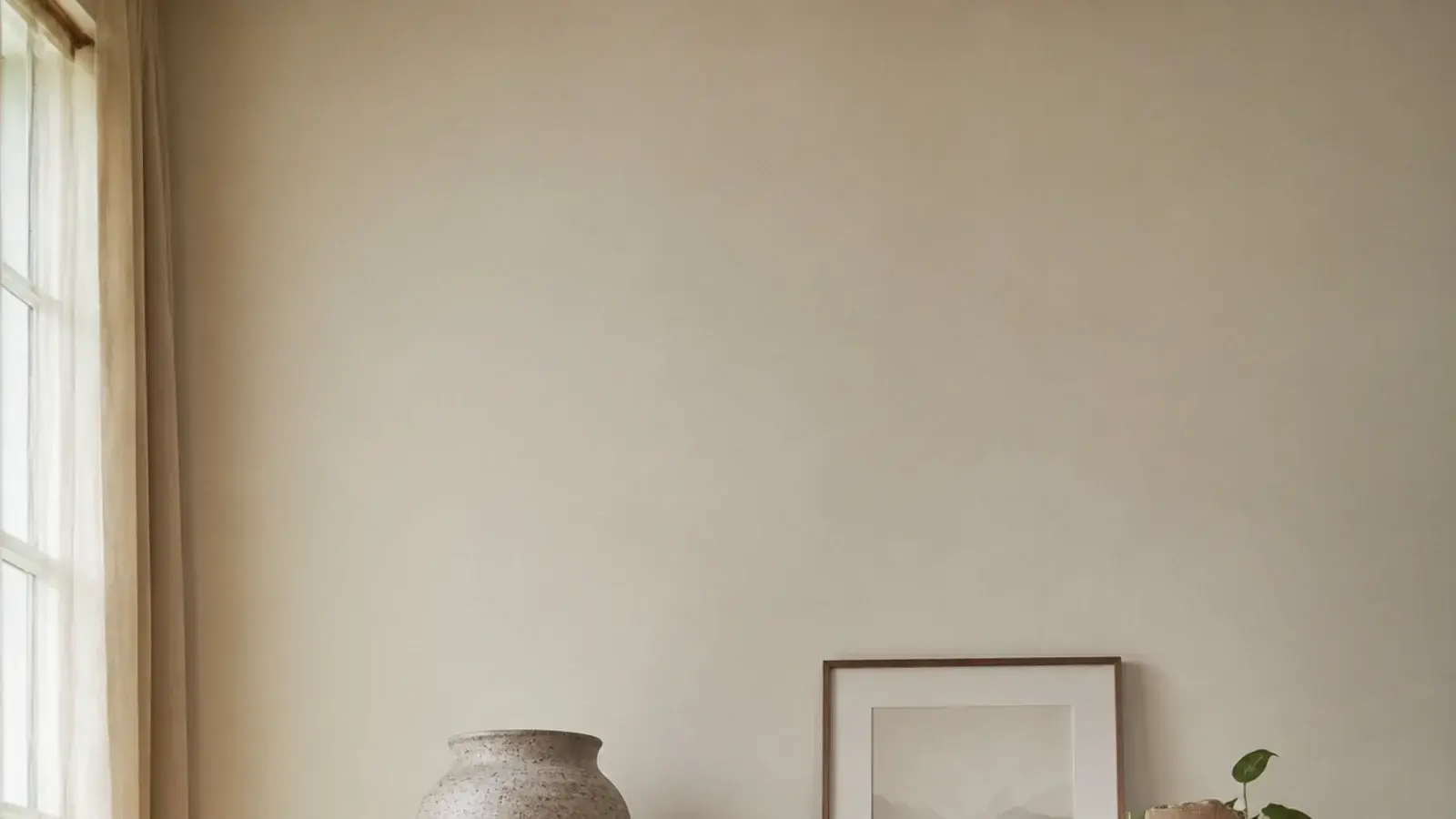 vertical guide image of a calmly styled bookshelf with height sorted books