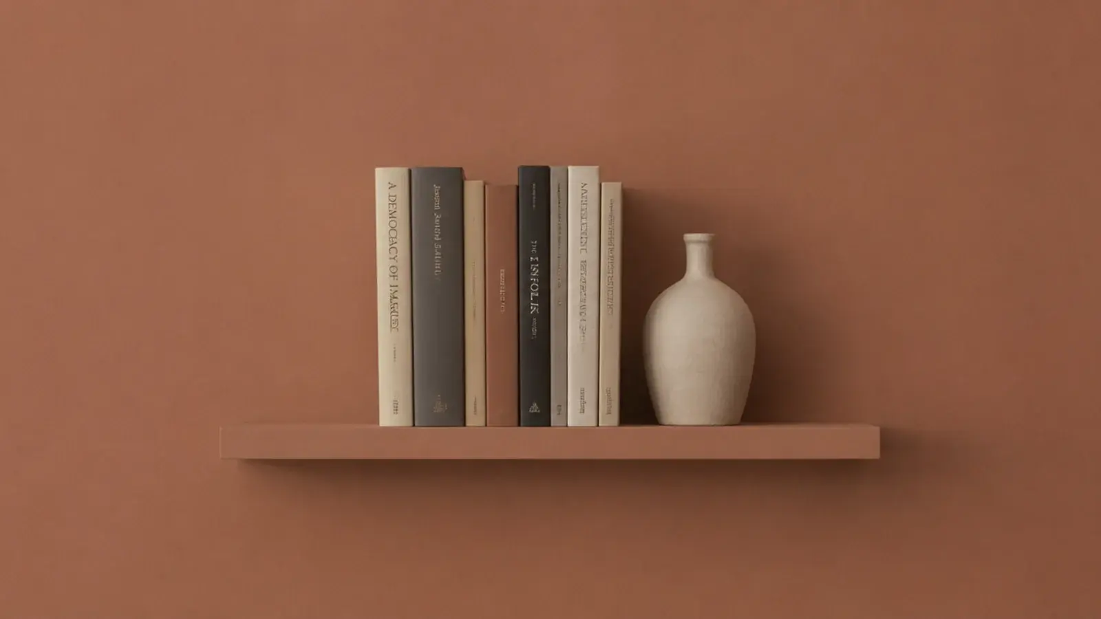 floating shelf painted the same shade as the wall behind it