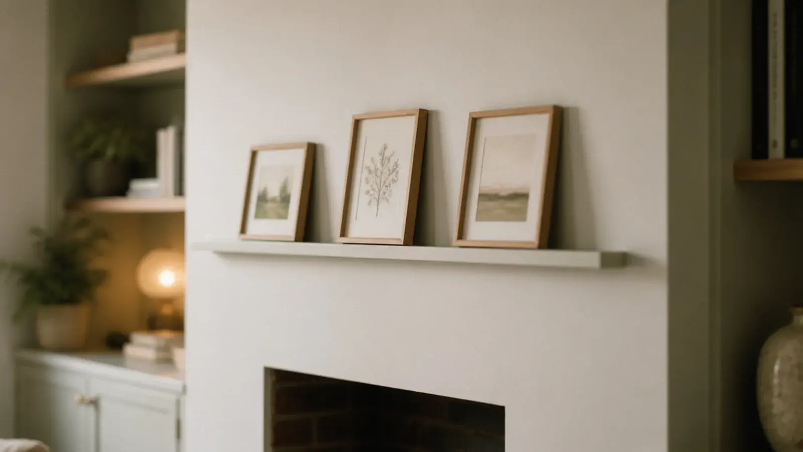 shallow shelf returning across a chimney breast between two alcove units
