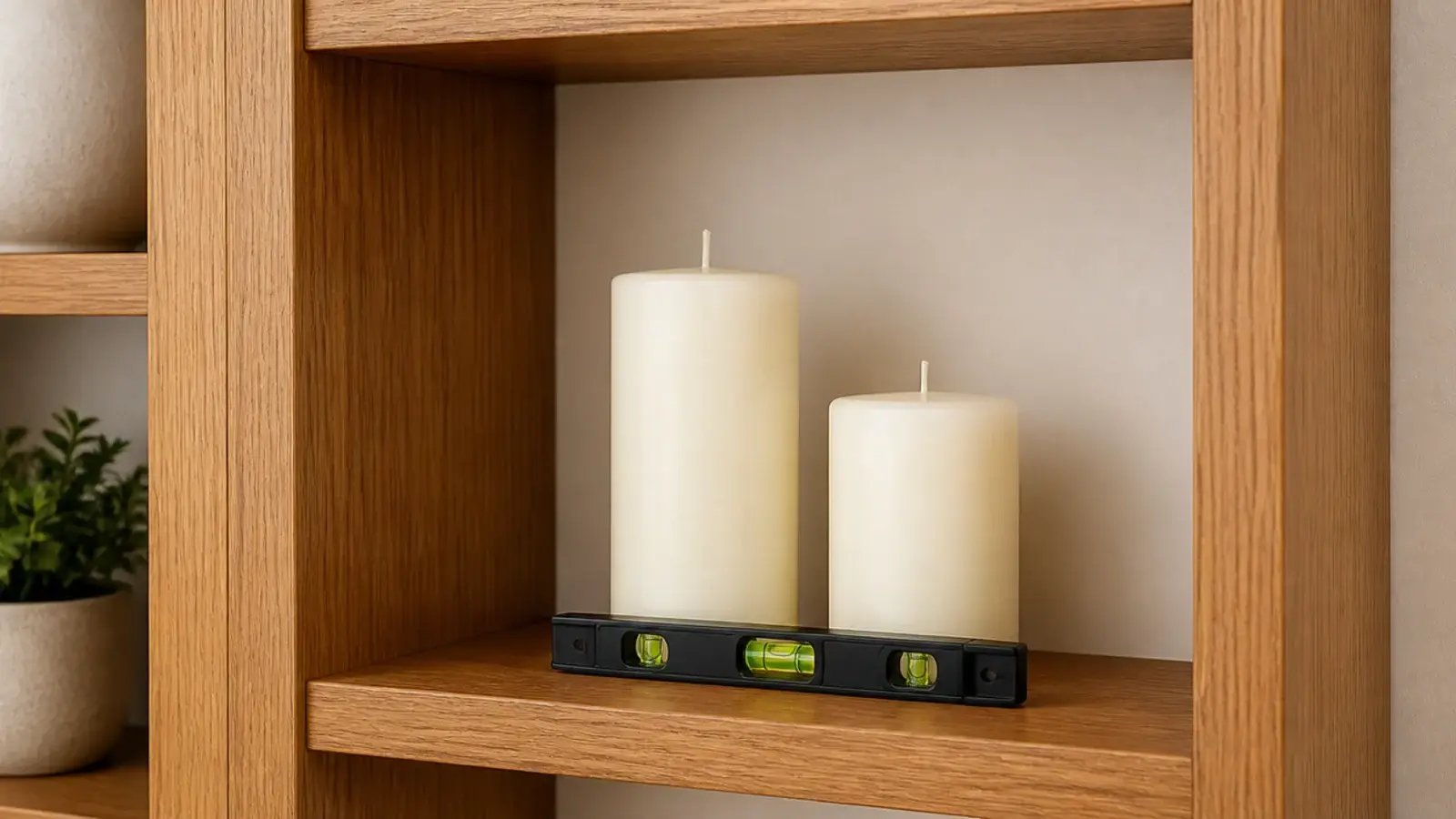 short and tall pillar candles compared against a fixed shelf opening